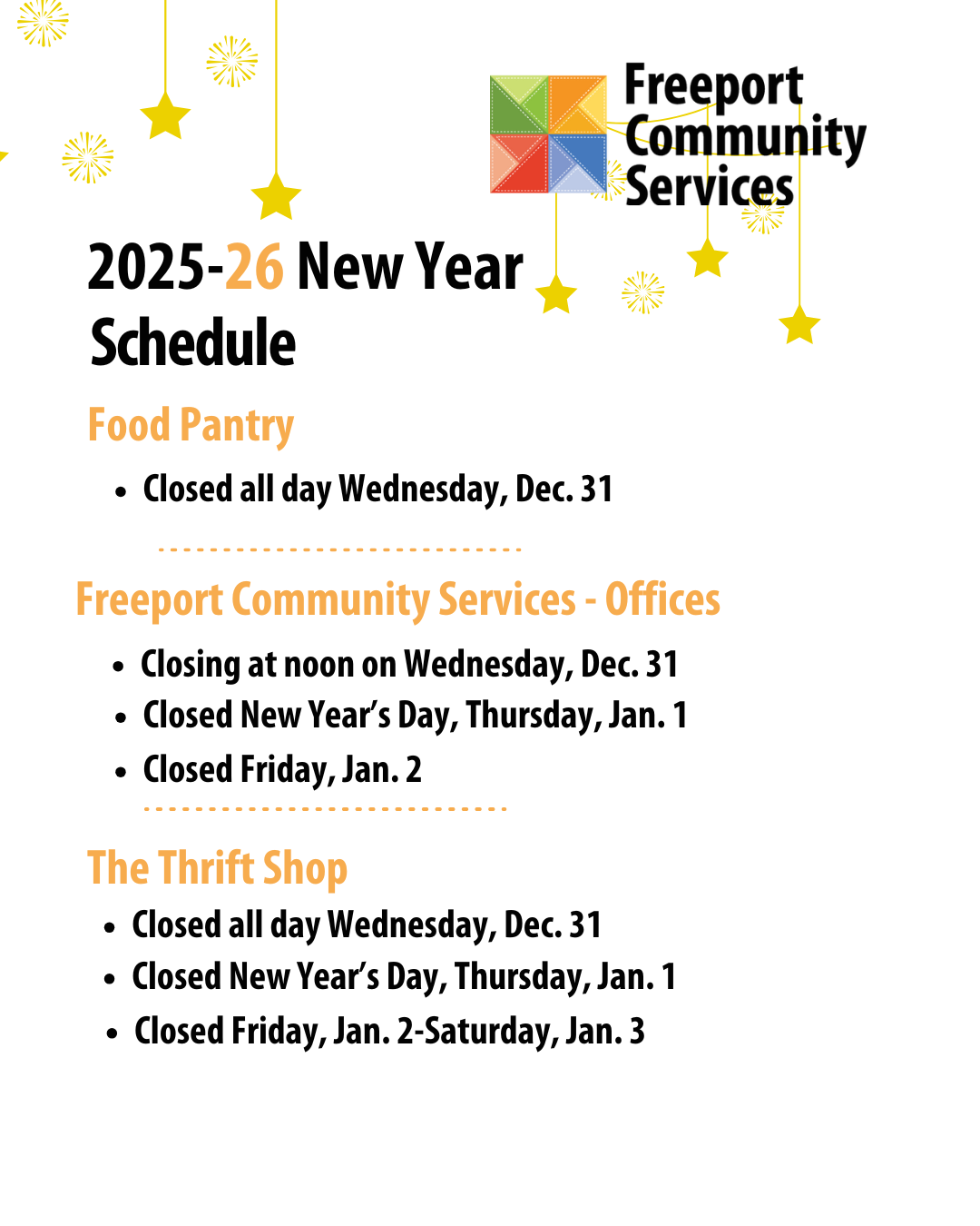 2025-26 New Year Schedule